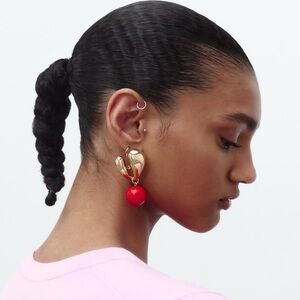 Zara double hoop ball earrings